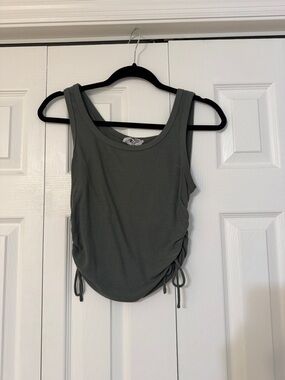 Princess Polly Olive Ribbed Side-Tie Tank